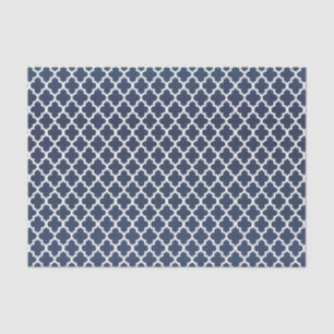 Hübsches Schiefer-Blau und Quatrefoil Muster Seidenpapier