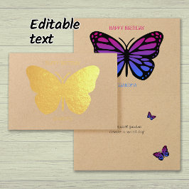 Hübsches Schmetterlinggold Folienkarte