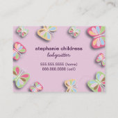 Hübsches Schmetterlings-Flattern durch Babysitting Visitenkarte (Rückseite)