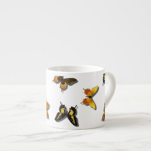 Hübsches Schmetterlings-Muster Espressotasse (Vorderseite Rechts)