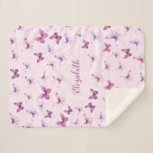 Hübsches Schmetterlingspink und Lila Mädchen Sherpadecke (Vorderseite (Horizontal))
