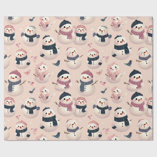 hübsches Schneemann-Design Geschenkpapier (Flach)