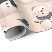 hübsches Schneemann-Design Geschenkpapier (Rolleneckpunkt)