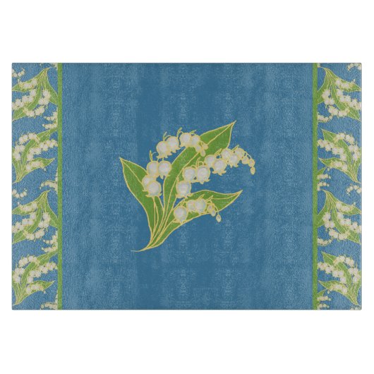 Hübsches Schneidebrett: Lilies of the Valley, Blue Schneidebrett (Vorderseite)
