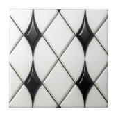 Hübsches Schwarz-Weiß-Diamantmuster Fliese (Vorderseite)