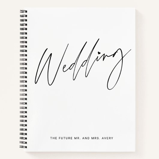 Hübsches Schwarz-Weiß-HochzeitsNotebook Notizblock (Vorderseite)