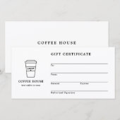 Hübsches Schwarz-Weiß-Kaffeehaus-Geschenkgutschein (Vorne/Hinten)