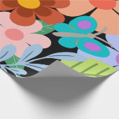 Hübsches Schwarzes Flurmuster Geschenkpapier (Ecke)