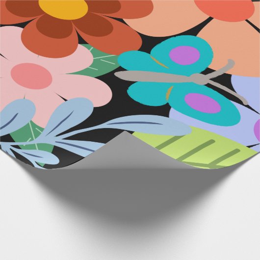 Hübsches Schwarzes Flurmuster Geschenkpapier (Ecke)