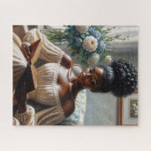 Hübsches Schwarzes Girl Lesen eines Buches Puzzle (Horizontal)