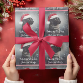 Hübsches Schwarzes Labor in Scarf und Weihnachtsma Geschenkpapier