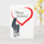 Hübsches Schwarzes Pferd und Rotes Herz glücklich  Karte (Gelbe Blume)