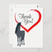 Hübsches Schwarzes Pferd und Rotes Herz Vielen Dan Postkarte (Vorne/Hinten)