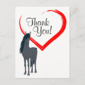 Hübsches Schwarzes Pferd und Rotes Herz Vielen Dan Postkarte (Vorderseite)
