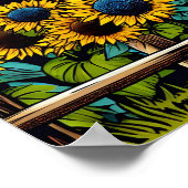 Hübsches Schwarzes Pferd und rustikaler Stall mit Poster (Ecke)