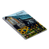 Hübsches Schwarzes Pferd und Sonnenblumen Personal Notizblock (Rechte Seite)