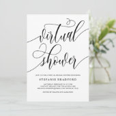 Hübsches schwarzes Skript, virtuelles Brautparty Einladung (Stehend Vorderseite)