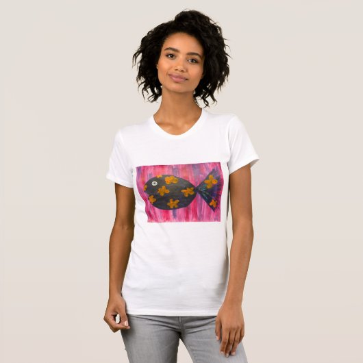 Hübsches Schwimmen in rosa Fischen T-Shirt (Vorne ganz)