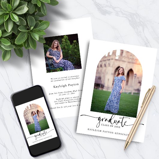 Hübsches Script Abschluss Arch Foto Einladung