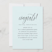 Hübsches Script Blue Virtual Graduation Party Foto Ankündigung (Rückseite)