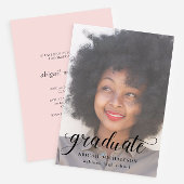 Hübsches Script Blush Pink Foto Graduation Party Einladung