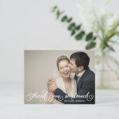 Hübsches Script Hochzeit Foto Vielen Dank Postcard Postkarte (Stehend Vorderseite)