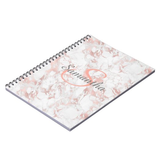 Hübsches Script in Blush Marble Notizblock (Linke Seite)