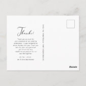 Hübsches Script Wedding Foto Vielen Dank Postkarte (Rückseite)