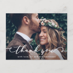 Hübsches Script Wedding Foto Vielen Dank Postkarte