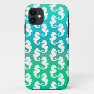 Hübsches Seepferdchen-Muster auf Blau Grün Case-Mate iPhone Hülle