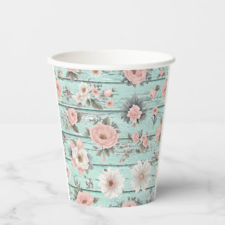 Hübsches Shabby Chic Elegantes Blumenmuster Pappbecher