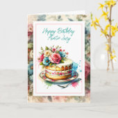 Hübsches Shabby Chic Floral Personalisiert Geburts Karte (Gelbe Blume)