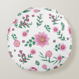 Hübsches Shabby Chic Rosa Blumendarstellung Rundes Kissen