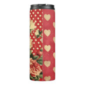 Hübsches Shabby Chic Roter Flora Herztopf Mix Thermosbecher (Rückseite)