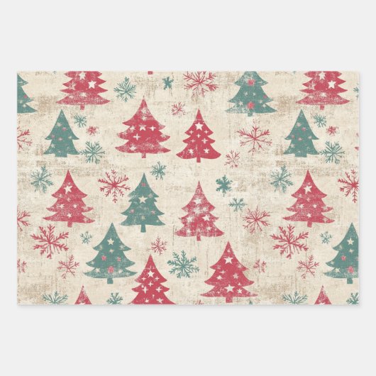 Hübsches Shabby Chic Weihnachtsbaum Geschenkpapier Set (Vorderseite 3)