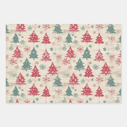 Hübsches Shabby Chic Weihnachtsbaum Geschenkpapier Set (Vorderseite 2)