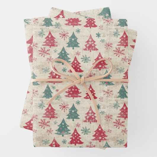 Hübsches Shabby Chic Weihnachtsbaum Geschenkpapier Set (Beispiel)
