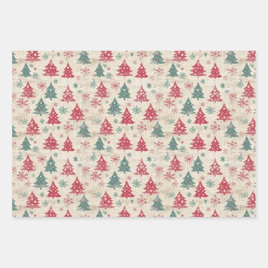 Hübsches Shabby Chic Weihnachtsbaum Geschenkpapier Set (Vorderseite)