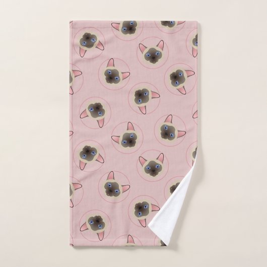 Hübsches siamesische Katze Muster Badetuch Set (Handtuch)