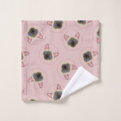 Hübsches siamesische Katze Muster Badetuch Set (Waschlappen)