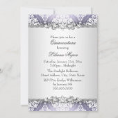 Hübsches Silber Lila Damask & Tiara Quinceanera Einladung (Rückseite)
