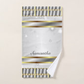 Hübsches Silver Grau und Gold Script Badhandtuch Set (Handtuch)