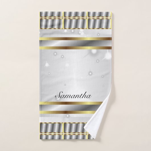 Hübsches Silver Grau und Gold Script Badhandtuch Set (Handtuch)
