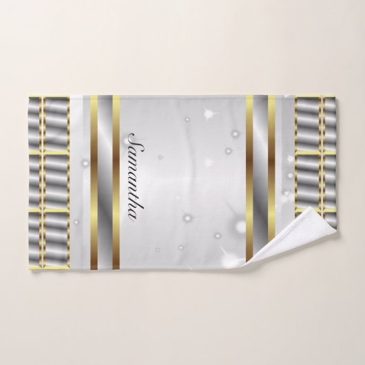 Hübsches Silver Grau und Gold Script Badhandtuch Set (Handtuch)