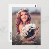 Hübsches Silver Script Overlay 1-Foto-Abschluss Postkarte (Vorne/Hinten)