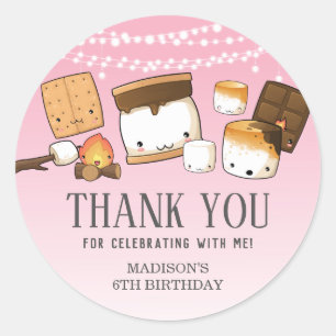 Hübsches S'mores S'more-Birthstagsfeier Danke-Favo Runder Aufkleber