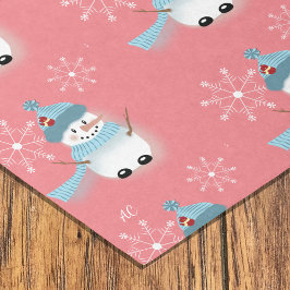 Hübsches Snowman Snowflake Muster Rose Tissue Pape Seidenpapier