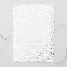 Hübsches Soft Dusty Blue Silver Floral Brautparty Folieneinladung