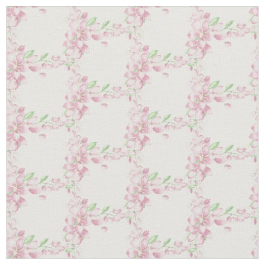 Hübsches Soft Pink Cherry Blossom Wasserfarben Kun Stoff (Nahaufnahme)