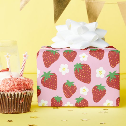 Hübsches Sommer-Erdbeermuster Geschenkpapier (Geburtstagsparty)